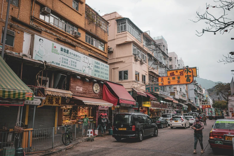 the busy street in a small asian city