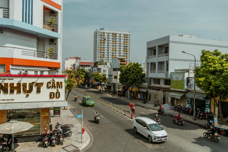 a large street with buildings on either side