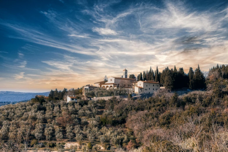 a beautiful view over the countryside of a rural area