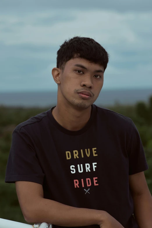 a man posing for the camera wearing a black shirt