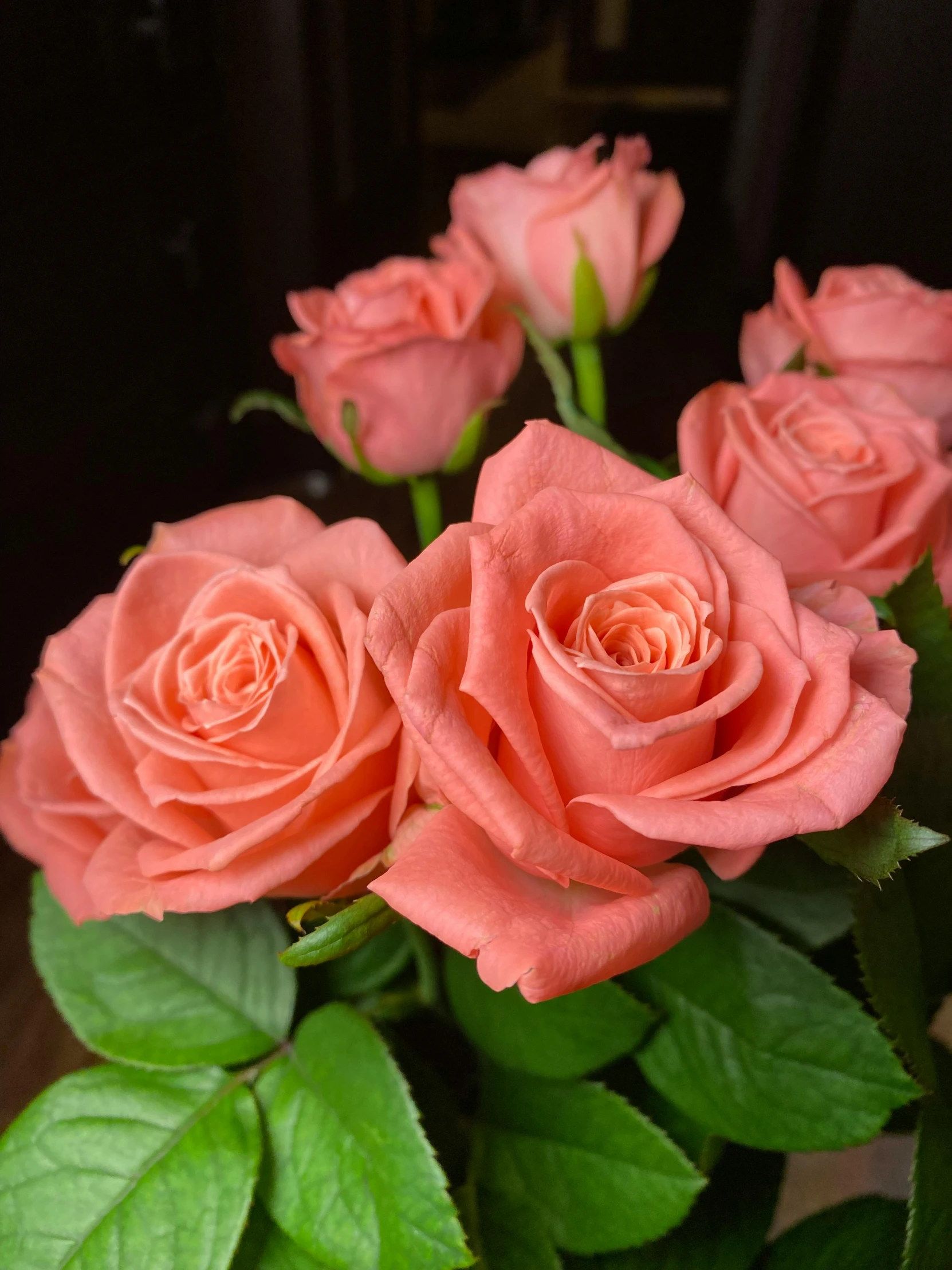 a bunch of small roses that are in a vase