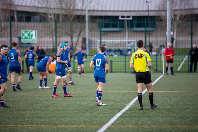 the two teams are competing in a soccer match