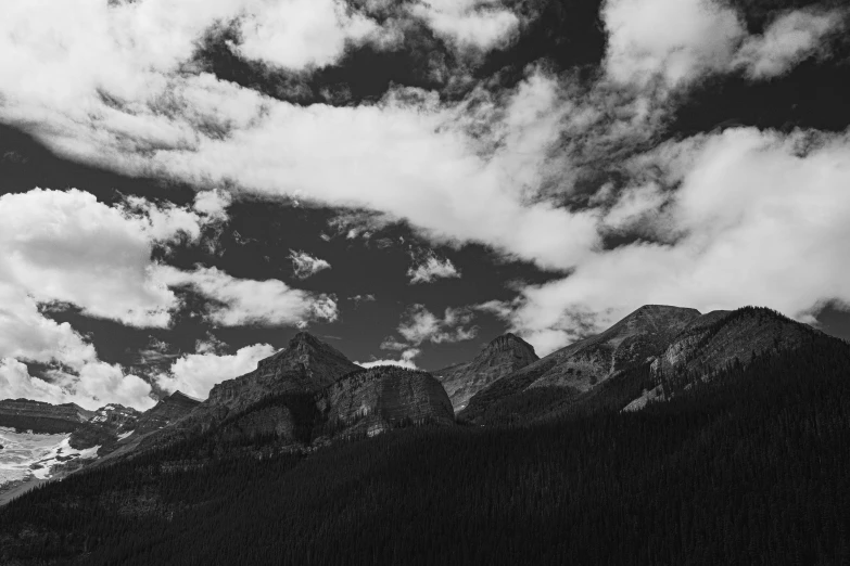 mountains and clouds in the distance