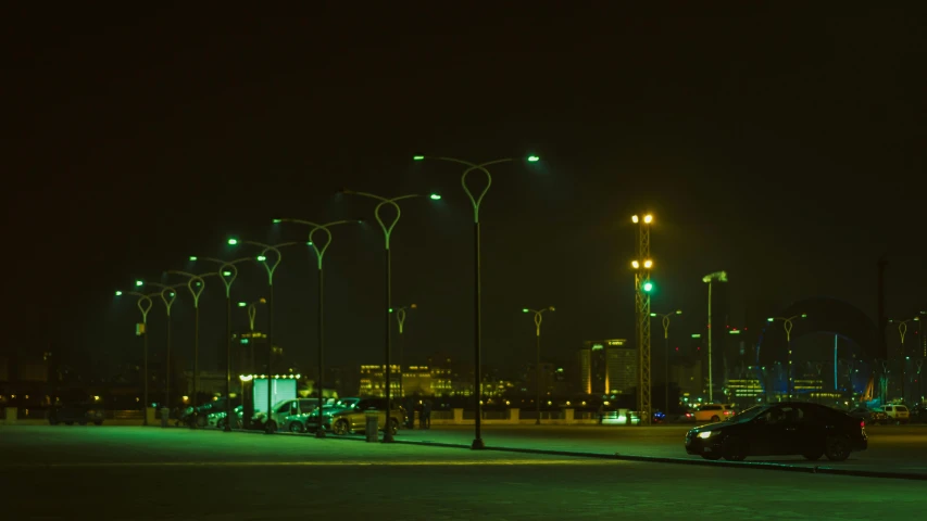 a car that is sitting in the dark