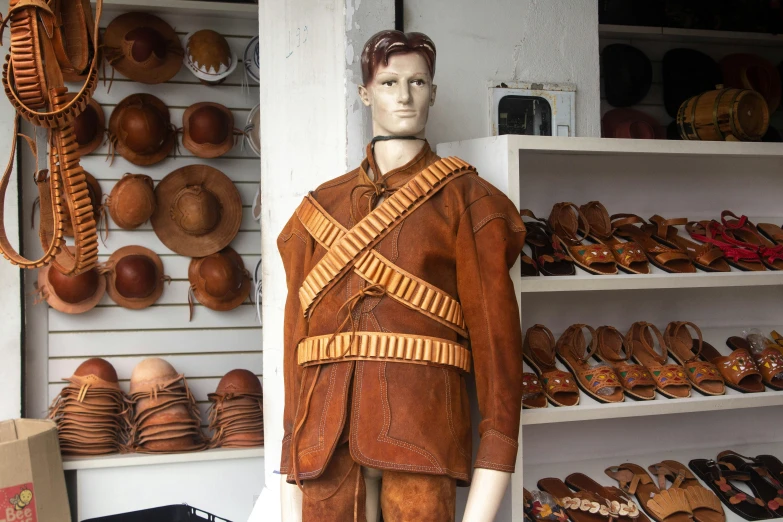 the leather shoes are laid neatly on display for sale