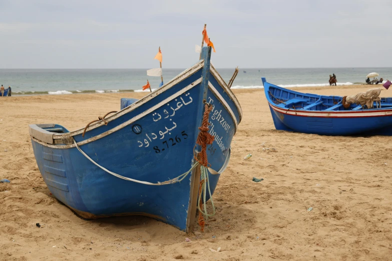 a couple of small boats in the sand