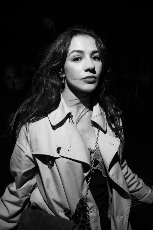 black and white pograph of a woman with long hair