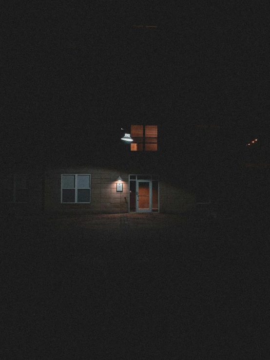 the exterior of a house in the dark