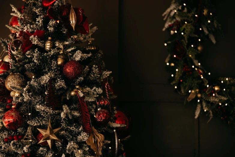 a close up of a christmas tree with lights