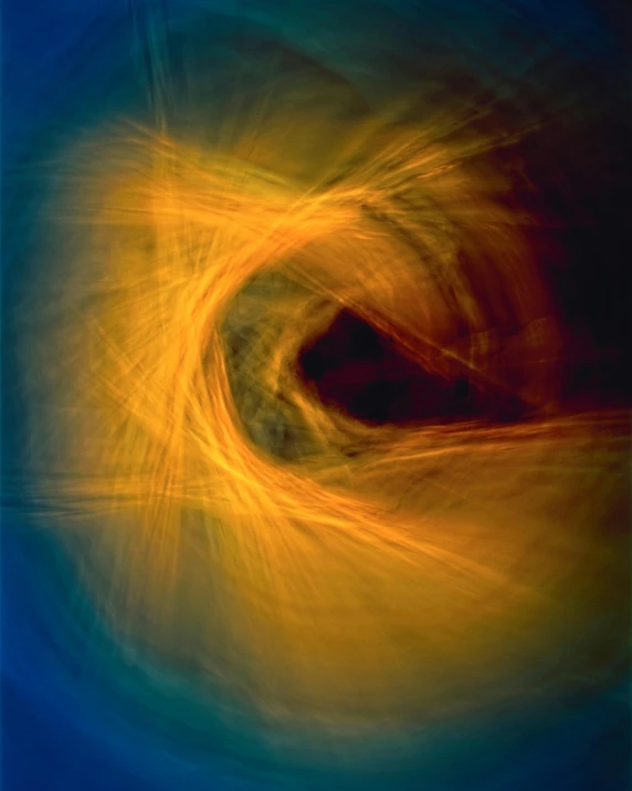 an image of orange and blue waves of light