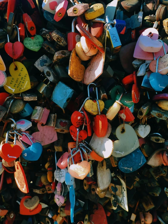 a series of locks made of hearts