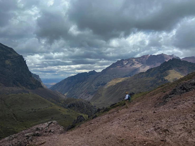 the view from the top of a mountain in mountains