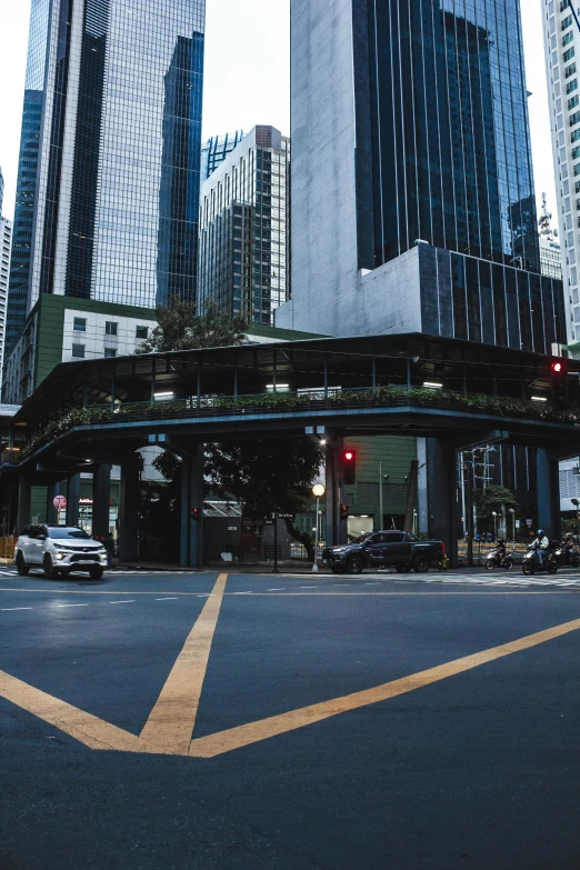 cityscape with stoplight on wide open street