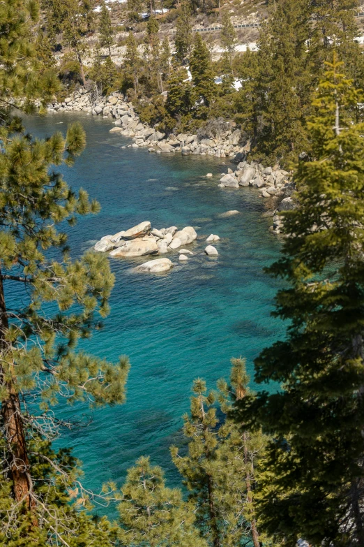 a body of water with rocks in it