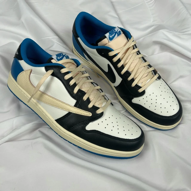 black white and blue nike air force 1 trainers