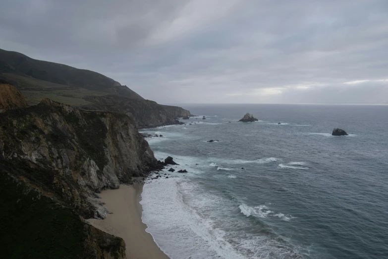 an overview of the coast next to the cliffs