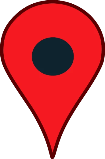 a red pin with a black dot on it, pixabay, regionalism, google street view, on a flat color black background, logo without text, vertical orientation