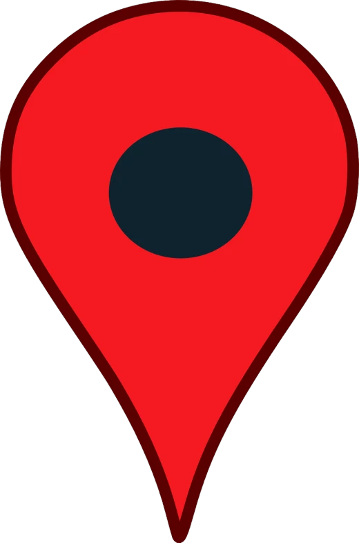 a red pin with a black dot on it, pixabay, regionalism, google street view, on a flat color black background, logo without text, vertical orientation