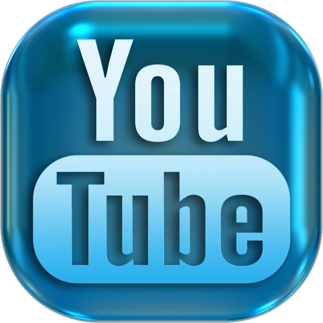 a blue button with the word youtube on it, a digital rendering, flickr, video art, blue transparent jelly, various posed, youtube video, panzer