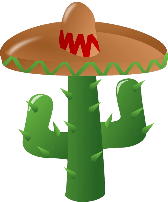 a cactus with a sombren on top of it, an illustration of, inspired by Pedro Álvarez Castelló, rasquache, sombrero, ¯_(ツ)_/¯, clip art, large tall