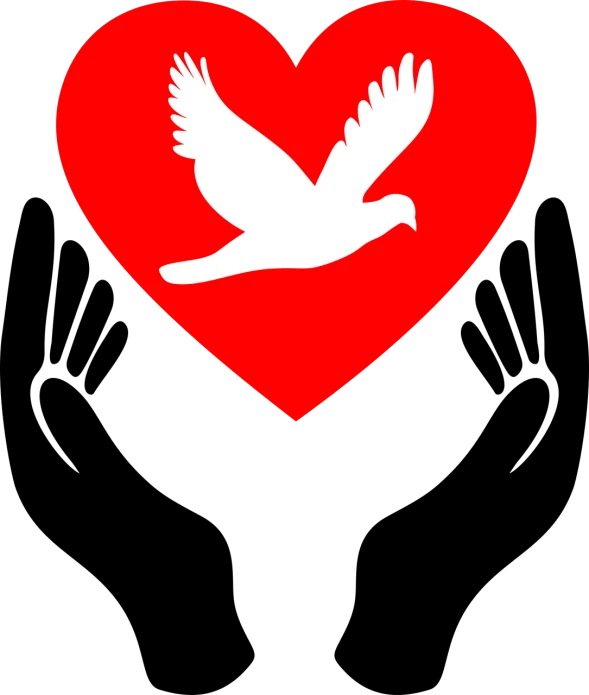 a red heart with a white dove on it, inspired by János Valentiny, hurufiyya, phone background, black main color, very accurate photo, 1128x191 resolution