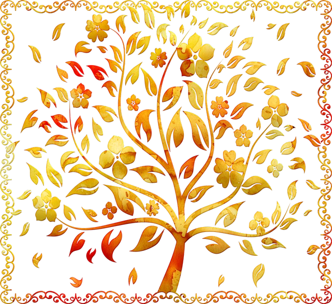 a painting of a tree with leaves and flowers, a digital rendering, by Marie Bashkirtseff, shutterstock contest winner, art nouveau, shining gold and black and red, persian folkore illustration, very beautiful photo, wallpaper background