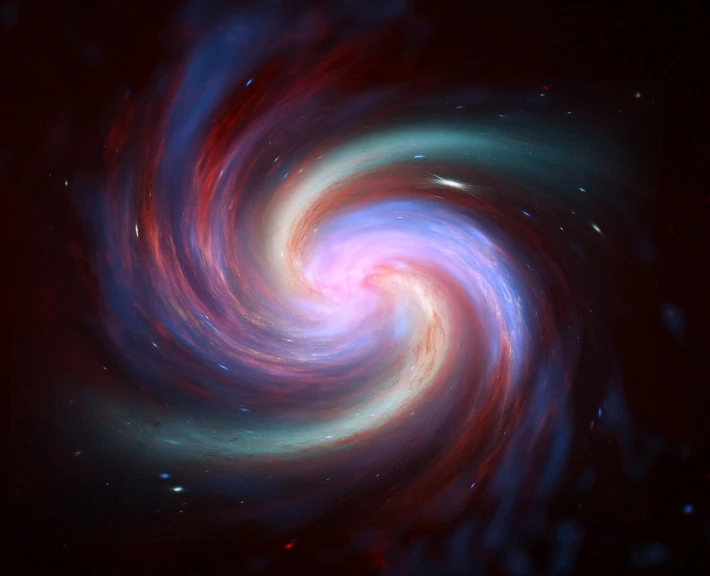 a close up of a spiral on a black background, by Karel Štěch, flickr, space art, false color star field, mauve and cinnabar and cyan, traveling into a blackhole, 1811