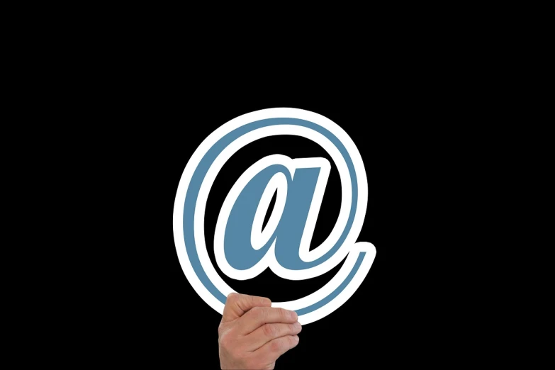 a person holding a sign in front of a black background, trending on pixabay, letterism, telegram sticker design, letter a, email, finger
