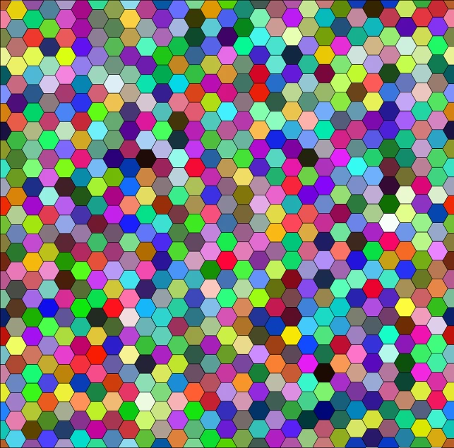 a multicolored pattern of hexagons, a mosaic, geometric abstract art, drawn with photoshop, !!! very coherent!!! vector art, cellshading, colorful glass wall