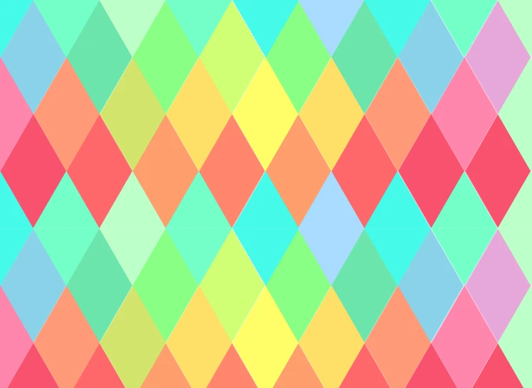 an image of a colorful diamond pattern, inspired by Steve Argyle, shutterstock, color field, low polygons illustration, vibrant neon pastel, circus background, happy color