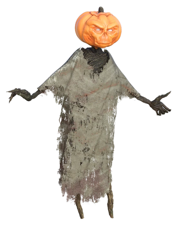 a close up of a person in a costume with a pumpkin on their head, trending on zbrush central, creepy black figure standing, 7 feet tall, full - view, detailed image