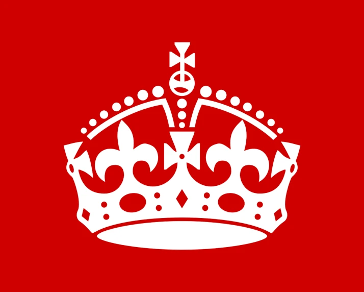 a white crown on a red background, vector art, by Kanō Tan'yū, the new king of great britain, wikimedia commons, environmental, portcullis