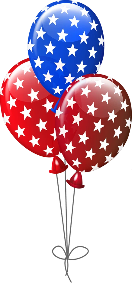 a bunch of red, white and blue balloons, by Jon Coffelt, pixabay, digital art, stars in background, aaaaaaaaaaaaaaaaaaaaaa, clip-art, ham