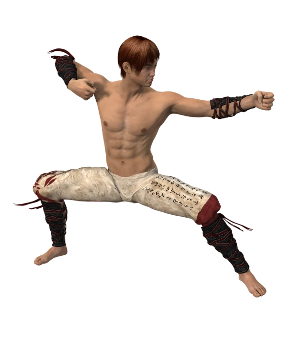 a man that is in the air with a sword, a digital rendering, inspired by Liao Chi-chun, mma southpaw stance, second life avatar, fullbody photo, leg and hip shot