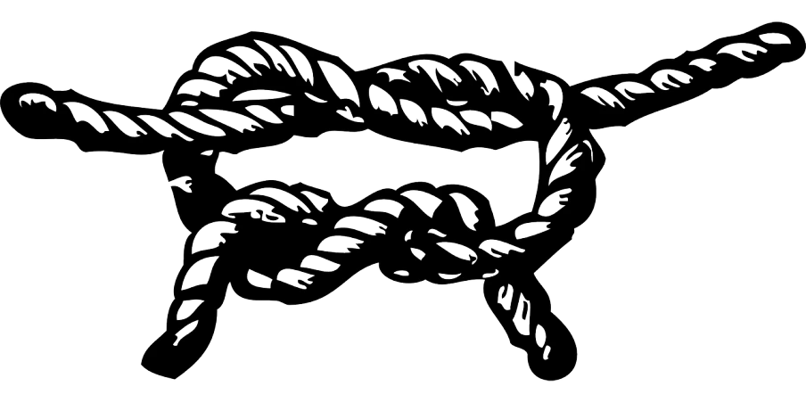 a black and white drawing of a rope, inspired by Shūbun Tenshō, pixabay, banner, stylized silhouette, cel-shaded, friendship