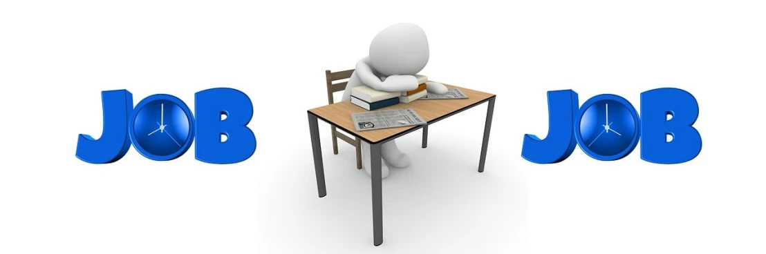 a person sitting at a desk working on a laptop, a computer rendering, trending on pixabay, figuration libre, curled up on a book, sitting in the classroom, 3d-render, someone lost job