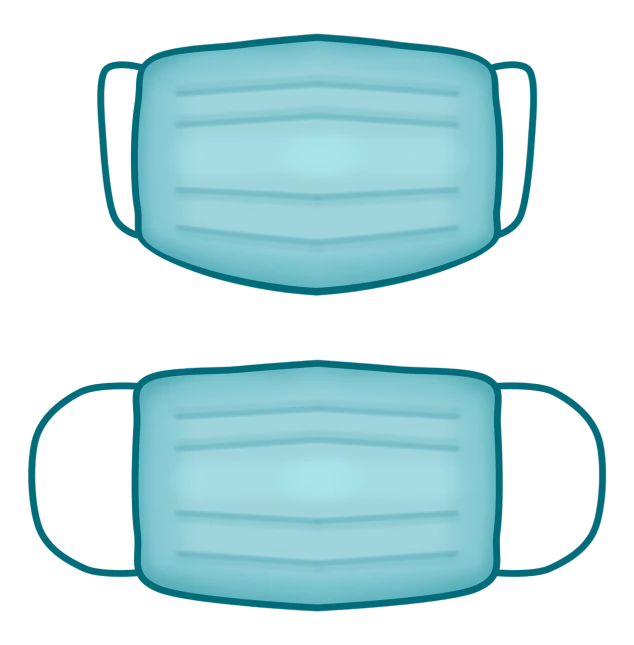 a pair of face masks on a black background, a digital rendering, cyan, simple shading, isolated background, from waist up