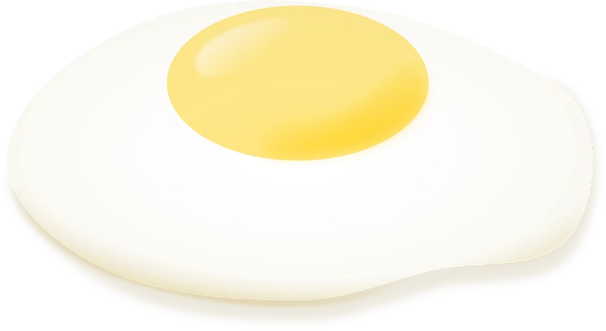 a fried egg sitting on top of a white plate, an illustration of, pixabay, sōsaku hanga, eggshell color, illuminated, side view, けもの