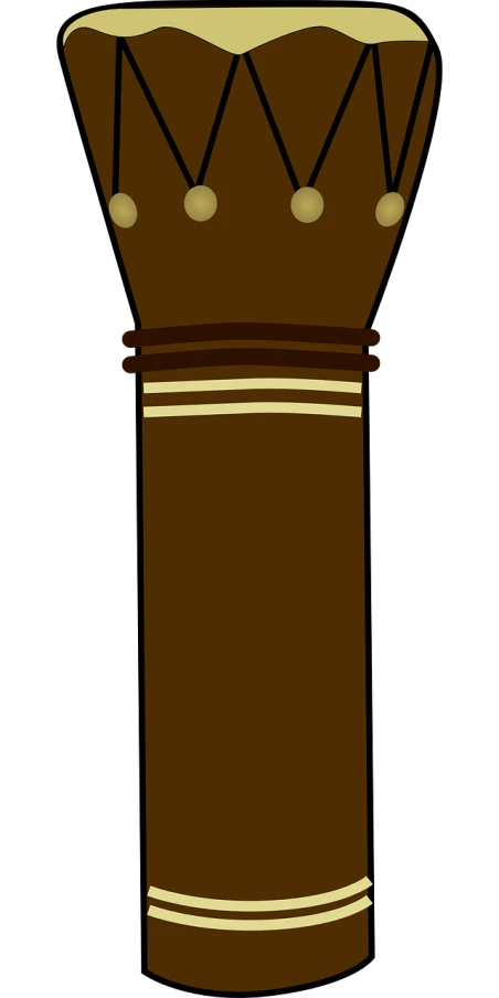 a brown and white drum on a black background, an illustration of, hurufiyya, tall columns, ( ( dark skin ) ), uniform background, long tie