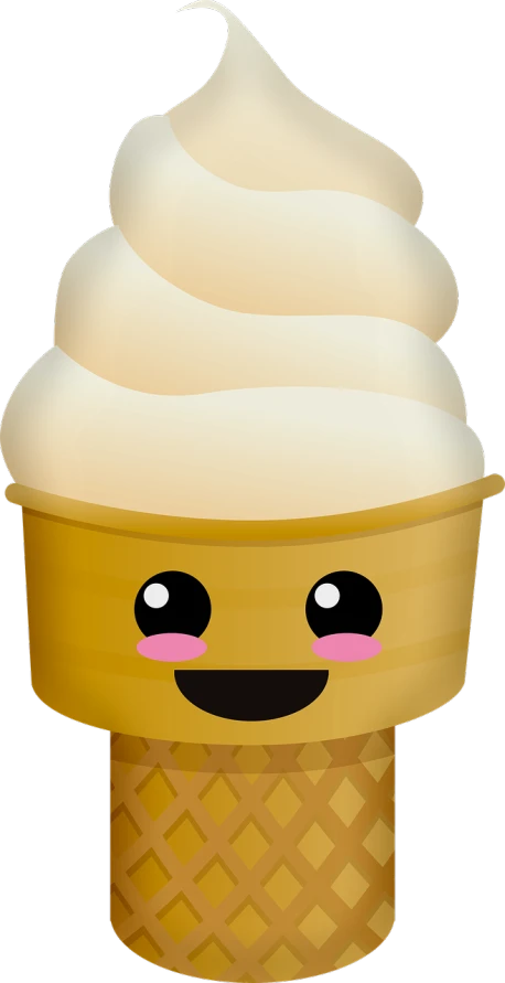 an ice cream cone with a smiley face, deviantart, mingei, blonde cream, petite, !face, sienna