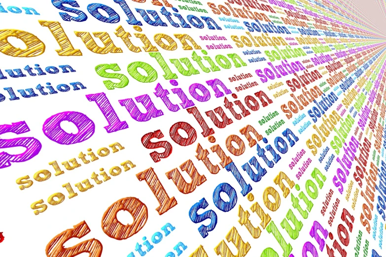 the word solution is written in many different languages, a picture, by Pamela Drew, shutterstock, colorful ideas, advert, panels, without duplication content