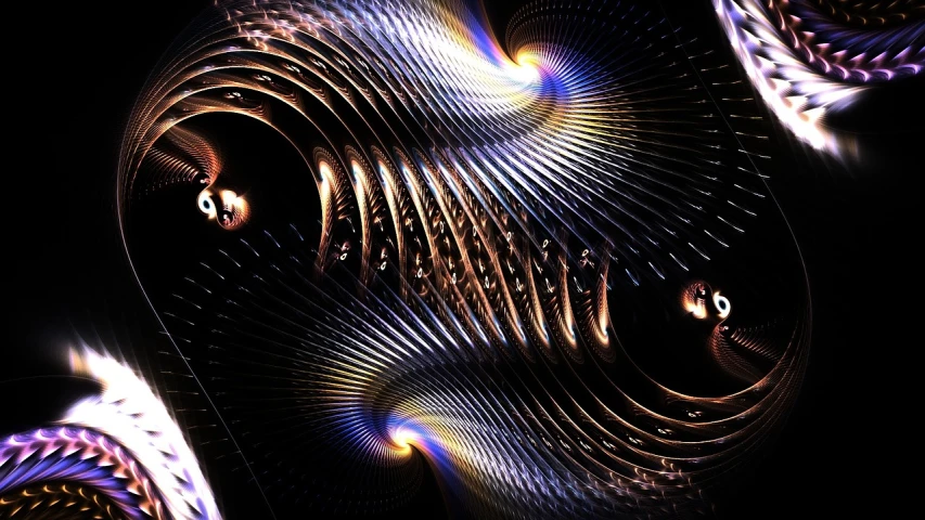 a couple of lights that are next to each other, digital art, by Jon Coffelt, flickr, abstract illusionism, cyber copper spiral decorations, warping time and space, metalic reflections, forcefield
