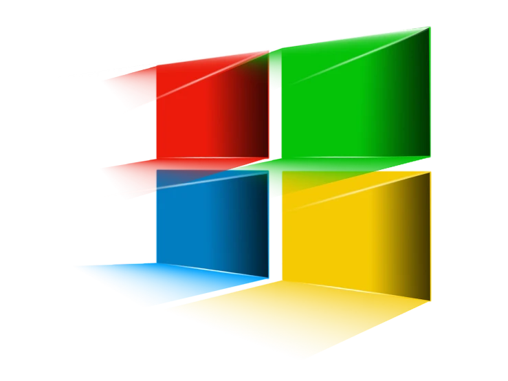 the windows 7 logo on a black background, a computer rendering, computer art, art style of polygon1993, style of mirror\'s edge, various colors, viewpoint is to front and left