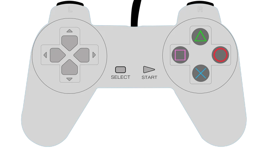 a close up of a video game controller, a screenshot, inspired by Andor Basch, pixabay, minimalism, playstation 2 screenshot, centered in panel, psx, low quality sharpened graphics