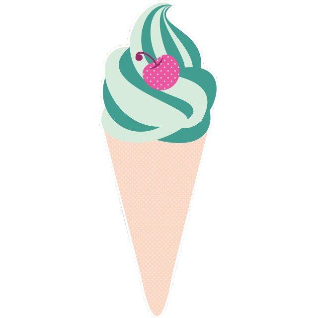 an ice cream cone with a strawberry on top, inspired by Pearl Frush, sōsaku hanga, sea green color theme, anime land of the lustrous, dark pastel color scheme, blueberry