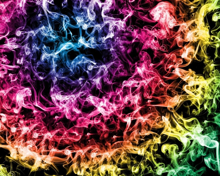 a circle of colored smoke on a black background, a digital rendering, by Elias Ravanetti, shutterstock, gradient and patterns wallpaper, multicolored vector art, intricate overlay flames imagery, weed background