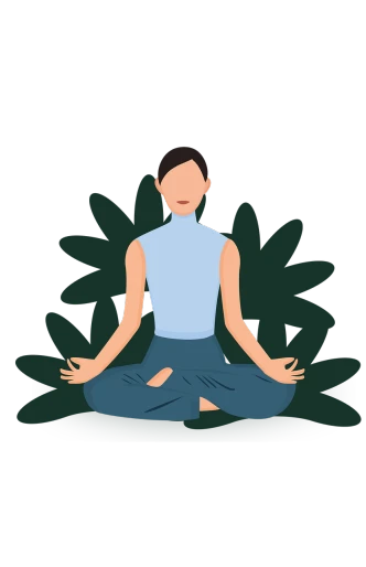 a person sitting in the middle of a yoga pose, an illustration of, pixabay, woman in a dark forest, health spa and meditation center, cartoon style illustration, full body close-up shot