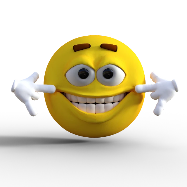 a close up of a smiley face on a black background, a digital rendering, fun pose, angry and pointing, 3 dmax, naughty expression