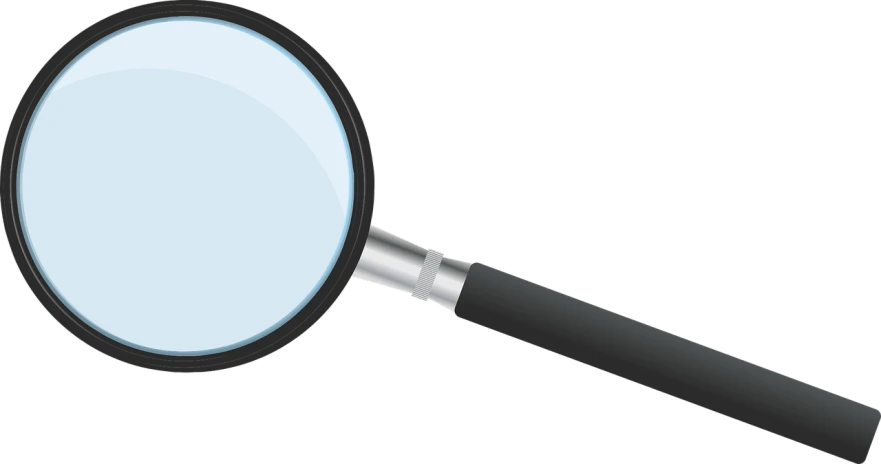 a magnifying glass with a black handle, a cartoon, by Adam Manyoki, pixabay, hurufiyya, ultra long lens, inspect in inventory image, low res, sharp focus illustration