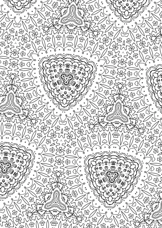 a black and white floral pattern on a white background, a detailed drawing, by Russell Patterson, arabesque, coloring book style, triangles in background, intricate mathematical shape, flat linework